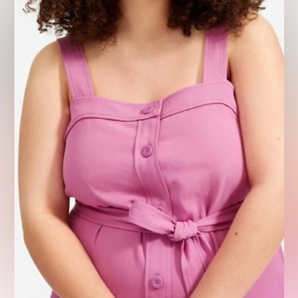 Everlane Japanese Go Weave Picnic Button-Down Dress Size 14 Magenta - Picture 6 of 8